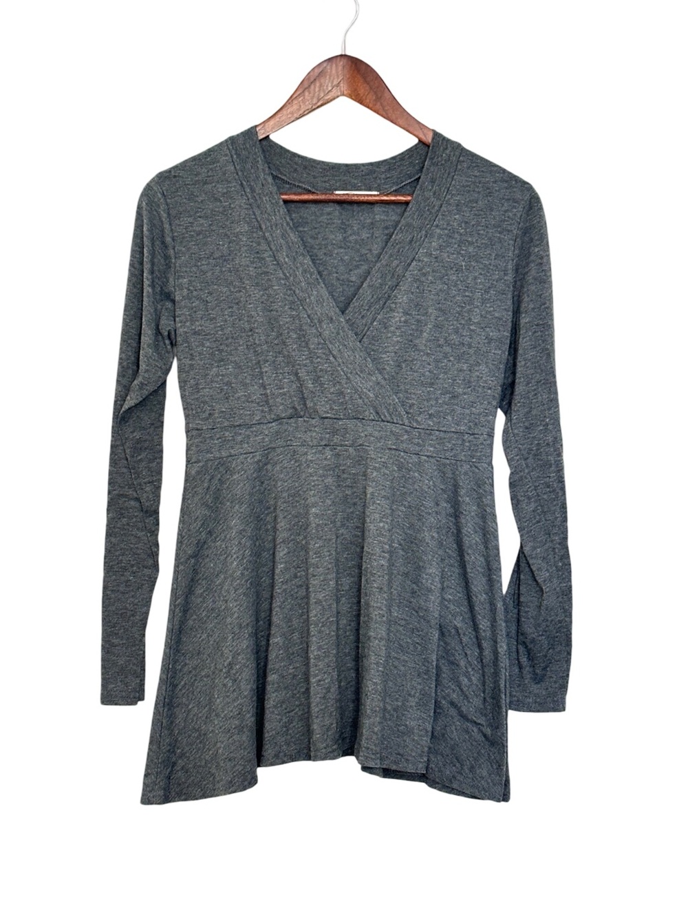Women's Gray Wrap-Style Long Sleeve Top
